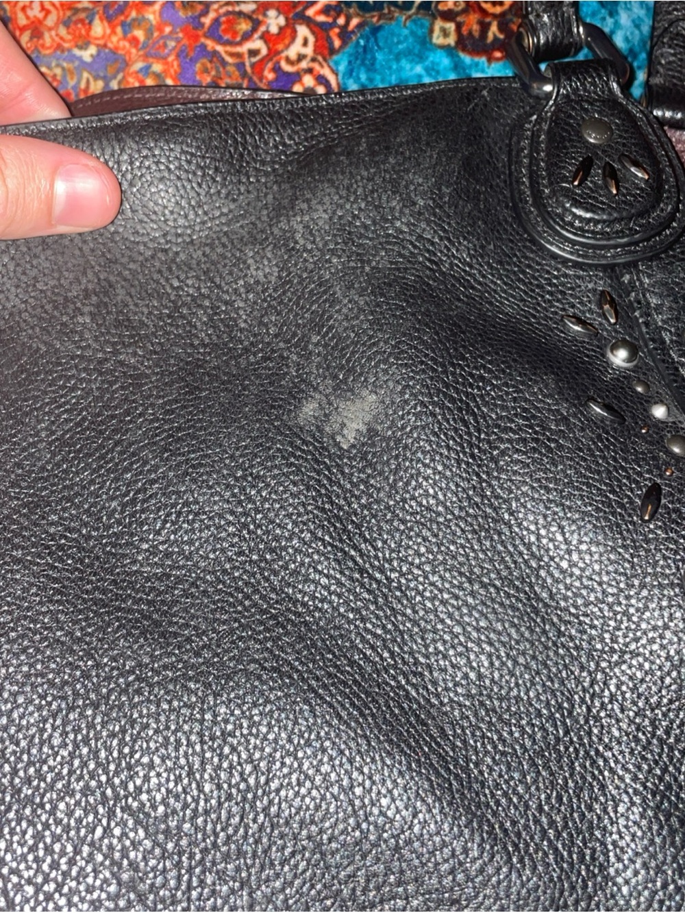 Coach Black Studded Leather Shoulder Bag - Picture 3 of 9